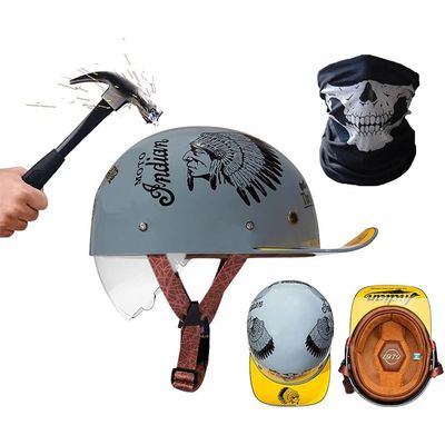 YMKJGZS Baseball Style Motorcycle Helmets,German Motorcycle Helmet ~ DOT Approved, Fashion Vintage Street Adults Men Women Open Face Motorbike Helmets for Man Woment (A,M (57~58 CM))