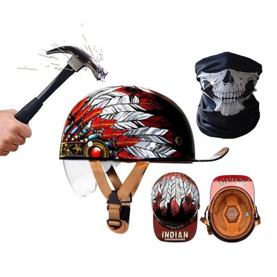 YMKJGZS Baseball Style Motorcycle Helmets,German Motorcycle Helmet ~ DOT Approved, Fashion Vintage Street Adults Men Women Open Face Motorbike Helmets for Man Woment (B,XL (61~62 CM))