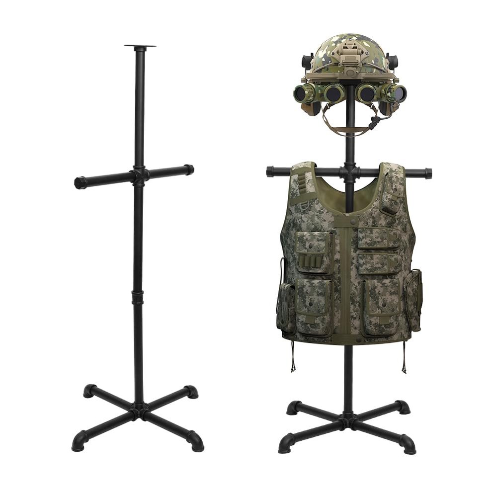 Derkerry Tactical Gear Body Armor Stand: Tactical Vest Hanger for Police & Duty Gear - Helmet Vest Belt Display Rack