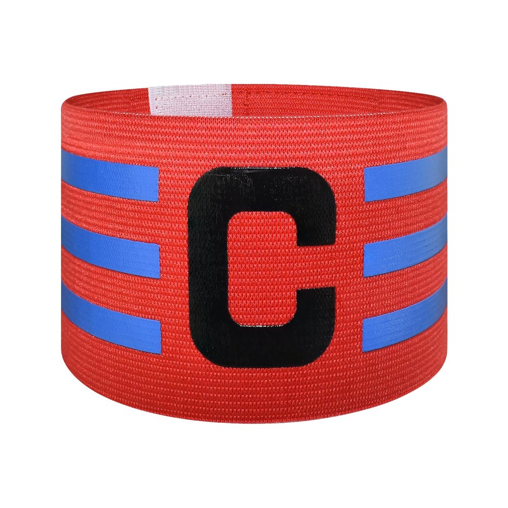 FUNAUPGO Sports Captain C Arm Band for Team Training, Unisex Elastic Soccer Captain Armband Adjustable Outdoor Football Player Captain's ArmBands for Adult (Red)
