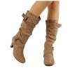 Ladmiple Boots For Women Black And White Western Cowboy Boots for Women Knee High Wide Calf Slouchy Cowgirl Boots Pointed Toe Cone Heel Fashion Fall Winter Dress Shoes view 2