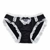 BK FASO 1PC Women Cute Briefs Floral Lace Triangle Bow Panty Pleated Frill Underwear Plus Size Comfy(Black, M) view 1