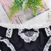 BK FASO 1PC Women Cute Briefs Floral Lace Triangle Bow Panty Pleated Frill Underwear Plus Size Comfy(Black, M) view 3