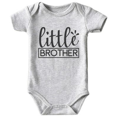 Azzwnee Little Brother newborn Baby Boy Clothes Funny gifts outfits boy's clothing 0-3 months Gray(6-9Months)