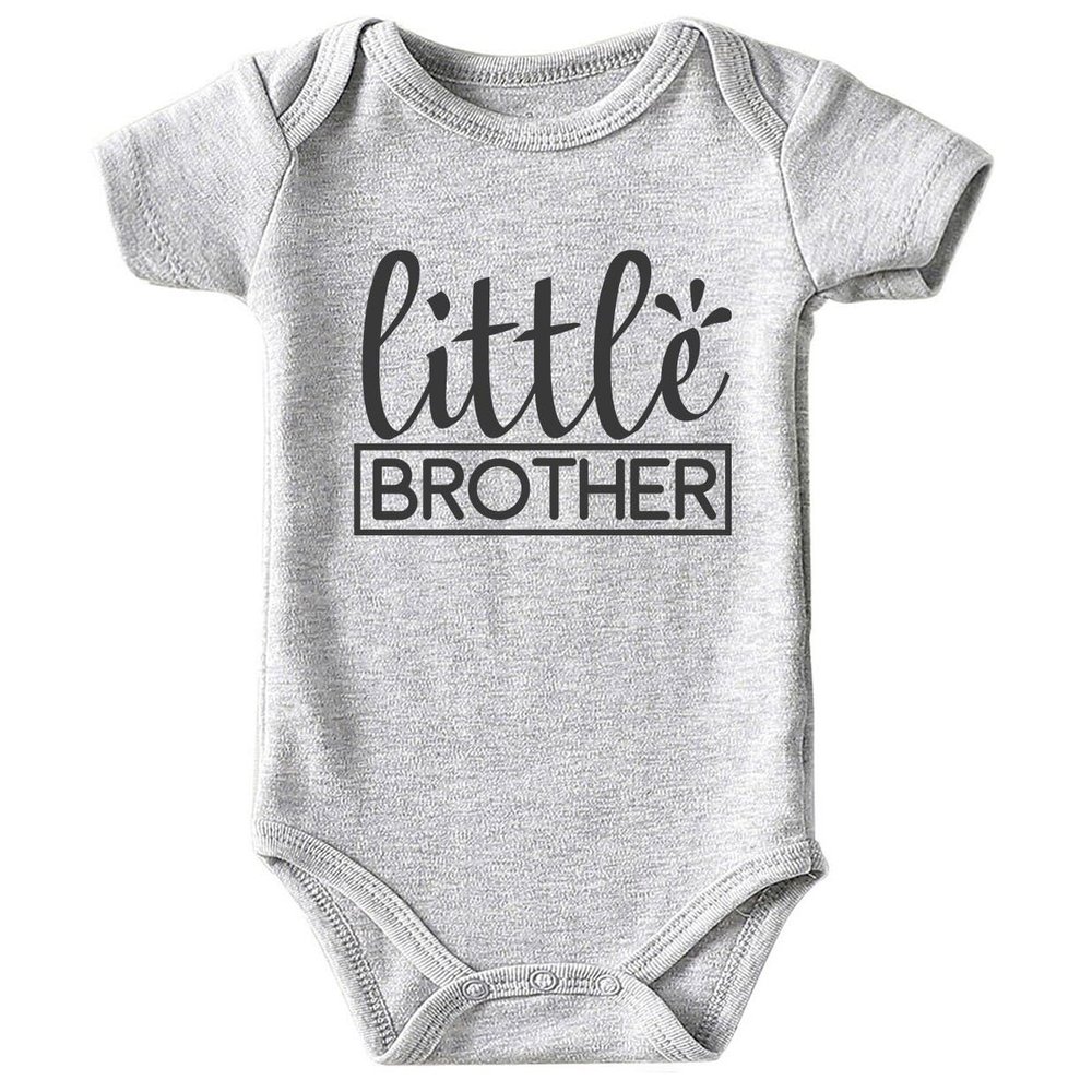 Azzwnee Little Brother newborn Baby Boy Clothes Funny gifts outfits boy's clothing 0-3 months Gray(6-9Months)