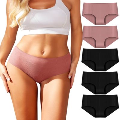 Reshinee Women's Underwear Seamless Full Coverage Briefs Soft Stretch Panties Breathable Ladies Underpants,5-Pack
