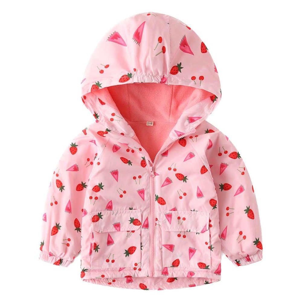 Echinodon Girls Water Resistant Jacket Kids Fleece Lined Raincoat Child Outdoor Skiing Hooded Windbreaker Coat Light Pink 140