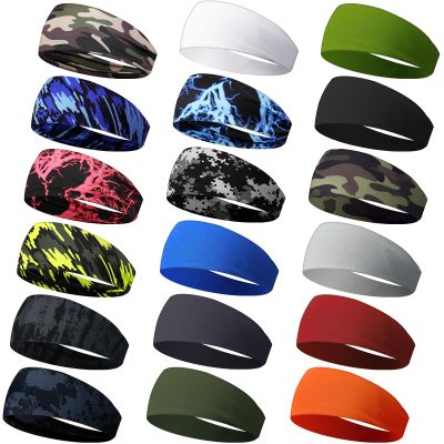 Wavyknot 18 Pcs Sports Sweatbands for Men Women Camo Headbands Workout Non Slip Headbands Breathable Head Band Fitness Stretchy Unisex Hairband for Yoga Running Cycling Ball (Retro Colors,Elegant)