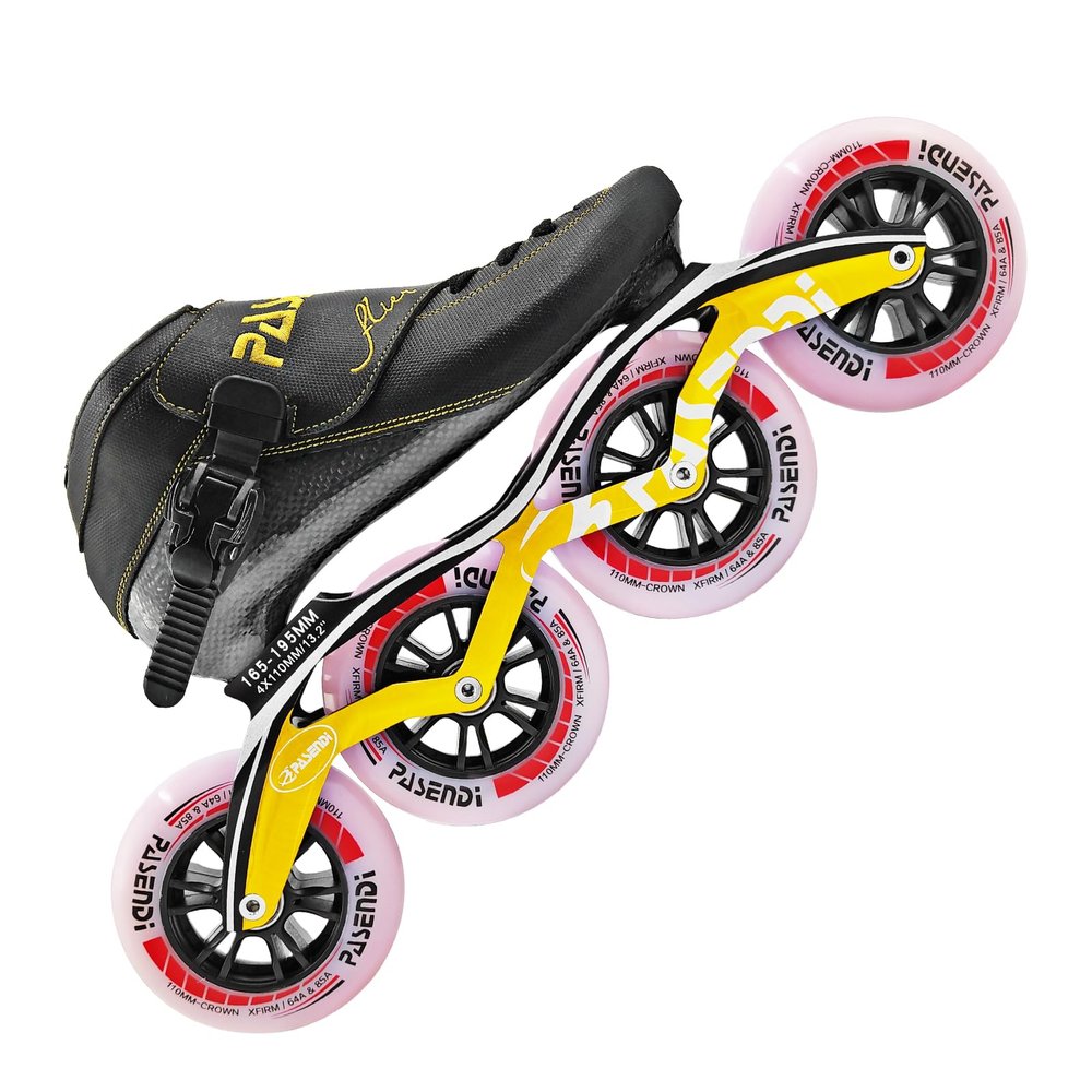 Professional Carbon Fiber Inline Speed Skates Adult for Women and Mens, Outdoor Fitness Skating Dual Hardness Wheels 4X110 Wheels Single Row Racing Skates Blue/Black (US13(EU46), Black)