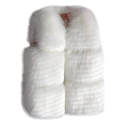 Toddler Girl Faux Vest Coat Winter Warm Outerwear Baby Kids Furry Vest Jacket Cute Thick Soft Puffy (White, 6 Years)