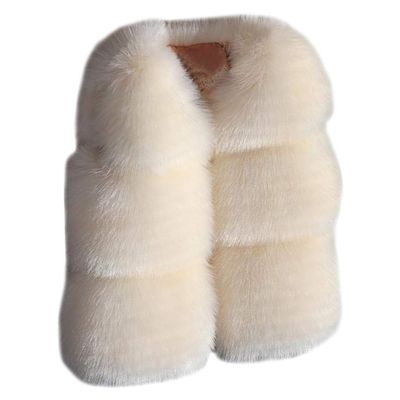 Toddler Girl Faux Vest Coat Winter Warm Outerwear Baby Kids Furry Vest Jacket Cute Thick Soft Puffy (Beige, 4 Years)