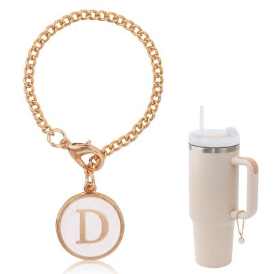 Ekarley Letter Charm Accessories For Stanley Cup,Gold Initial Chain Water Bottle Name Id Charms for Tumbler,Yeti, Simple Modern Cups Handle (D)