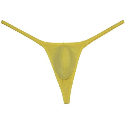 Botmois Men's Modal String Thong Underwear Contour Pouch Bikini Tangas Underpants Tiny Waist T-back Sexy Male Mini lingeries Yellow XL
