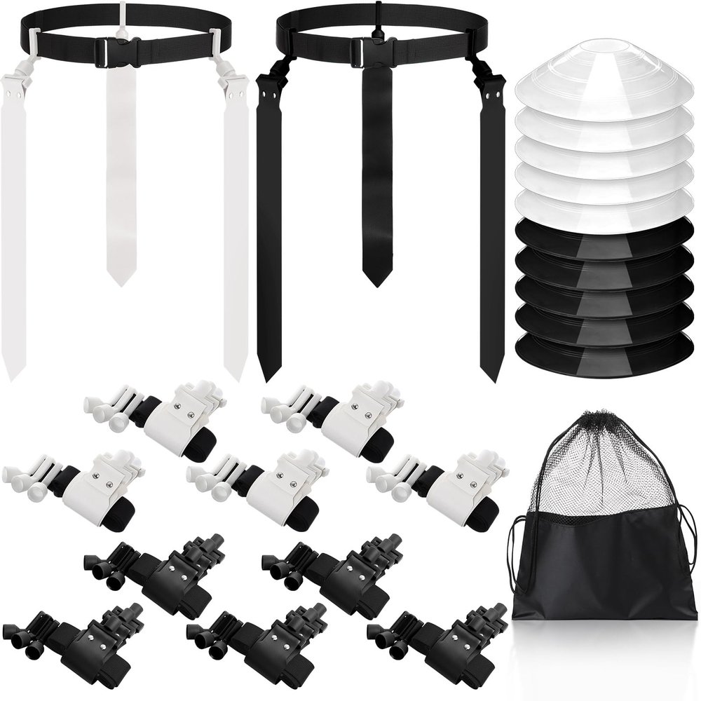 Wettarn 16 Players 10/16 Player Flag Football Belt Set,Black, White