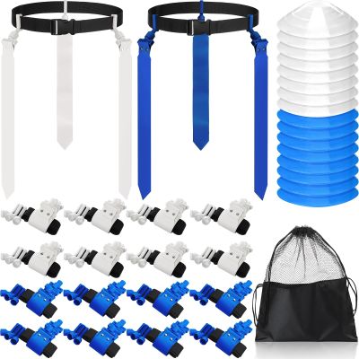 Wettarn 16 Players 10/16 Player Flag Football Belt Set,Blue, White