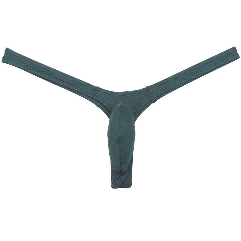 Botmois Men's Modal Bikini Thong Underwear Minimum Coverage Underpants Narrow Pouch T-back Sexy Mini Tangas Male Jockstrap Dark Green M