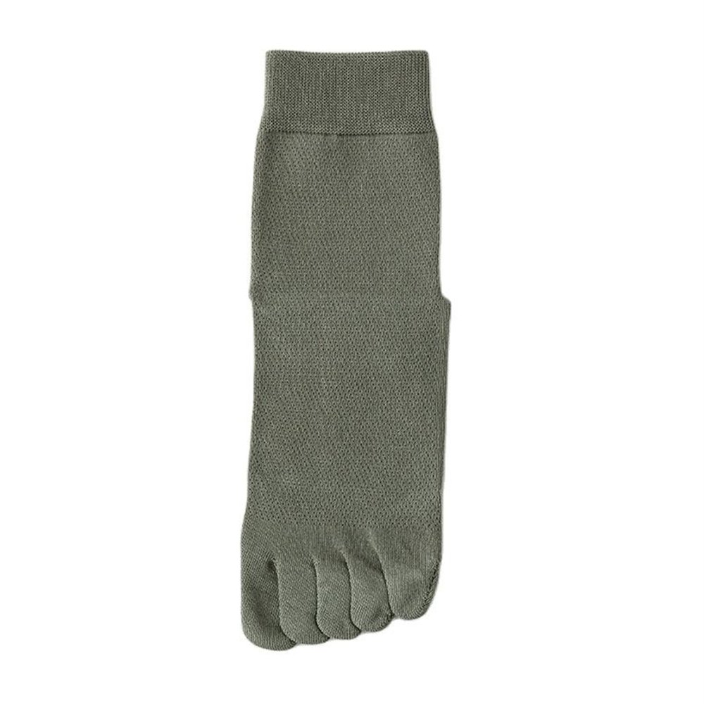 Yizelli 3 Pairs Cotton Toe Socks for Men Five Finger Athletic Mid Crew Socks for Spring Summer (Army Green)