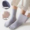 Yizelli 3 Pairs Cotton Toe Socks for Men Five Finger Athletic Mid Crew Socks for Spring Summer (Army Green) view 3