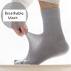 Yizelli 3 Pairs Cotton Toe Socks for Men Five Finger Athletic Mid Crew Socks for Spring Summer (Army Green) view 4