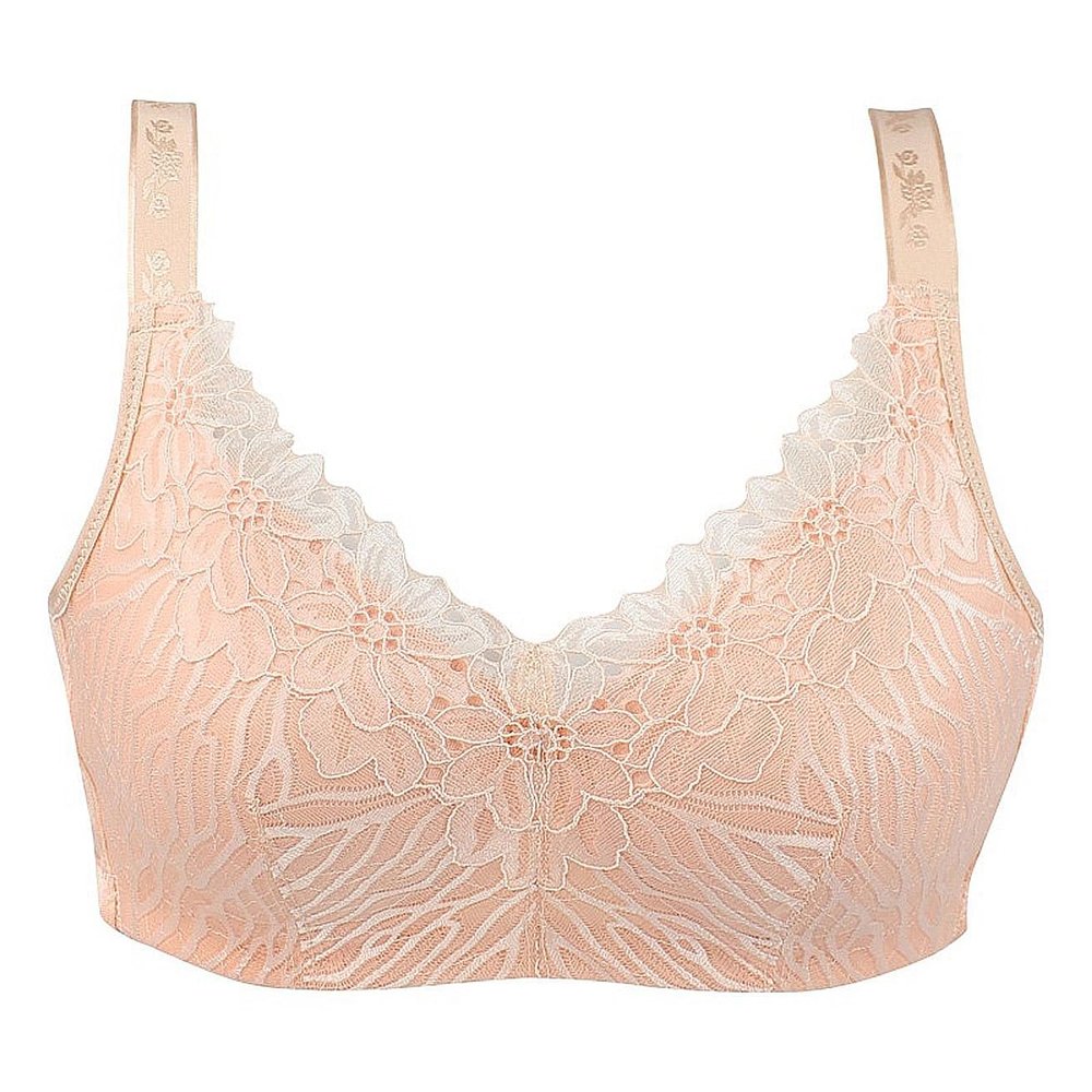 Thin Bra With Pocket Mastectomy Bras Post Surgery Bralette Lace Lingerie Middle Elderly Women Wireless Daily Brassiere Top (Color : Pink, Size : 90/40B)