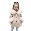 Baby Girls Faux  Teddy Long Coat Kids Winter Windproof Fleece Jacket Warm Outwear Button Hooded (Beige, 6-7 Years) view 1