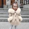 Baby Girls Faux  Teddy Long Coat Kids Winter Windproof Fleece Jacket Warm Outwear Button Hooded (Beige, 6-7 Years) view 2