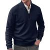 GOKKILRW Mens Sweaters 1/4 Zip Up Casual Turtleneck Pullover Polo Sweaters Quarter Zip Lightweight Turtleneck Fleece Sweatshirts Fall Winter Comfort Mock Neck Golf Running Sweatshirts Dark Blue view 1