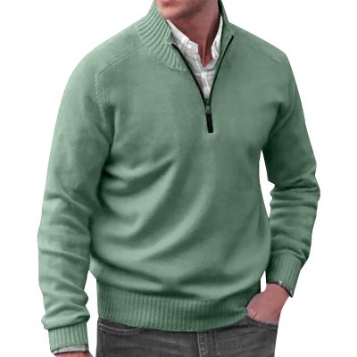 GOKKILRW Mens Sweaters 1/4 Zip Up Casual Turtleneck Pullover Polo Sweaters Quarter Zip Lightweight Turtleneck Fleece Sweatshirts Fall Winter Comfort Mock Neck Golf Running Sweatshirts Green
