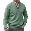 GOKKILRW Mens Sweaters 1/4 Zip Up Casual Turtleneck Pullover Polo Sweaters Quarter Zip Lightweight Turtleneck Fleece Sweatshirts Fall Winter Comfort Mock Neck Golf Running Sweatshirts Green view 1