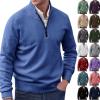 GOKKILRW Mens Sweaters 1/4 Zip Up Casual Turtleneck Pullover Polo Sweaters Quarter Zip Lightweight Turtleneck Fleece Sweatshirts Fall Winter Comfort Mock Neck Golf Running Sweatshirts Green view 2