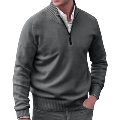 GOKKILRW Mens Sweaters 1/4 Zip Up Casual Turtleneck Pullover Polo Sweaters Quarter Zip Lightweight Turtleneck Fleece Sweatshirts Fall Winter Comfort Mock Neck Golf Running Sweatshirts Dark Gray