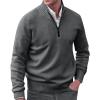GOKKILRW Mens Sweaters 1/4 Zip Up Casual Turtleneck Pullover Polo Sweaters Quarter Zip Lightweight Turtleneck Fleece Sweatshirts Fall Winter Comfort Mock Neck Golf Running Sweatshirts Dark Gray view 1