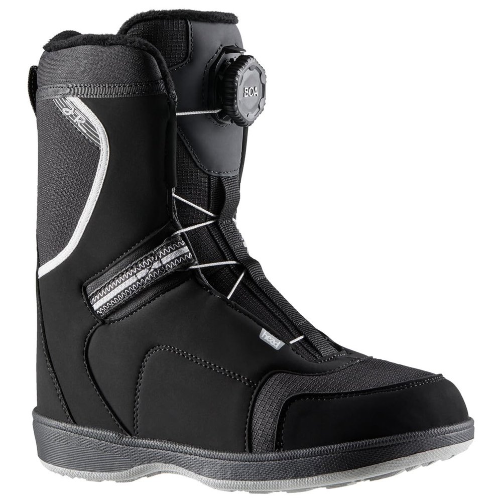 HEAD JR BOA Junior Snowboard Boots - Winter Sports Two-Size Footbed Easy-Entry Lightweight Linerless All-Mountain Youth Boots, Black, 245