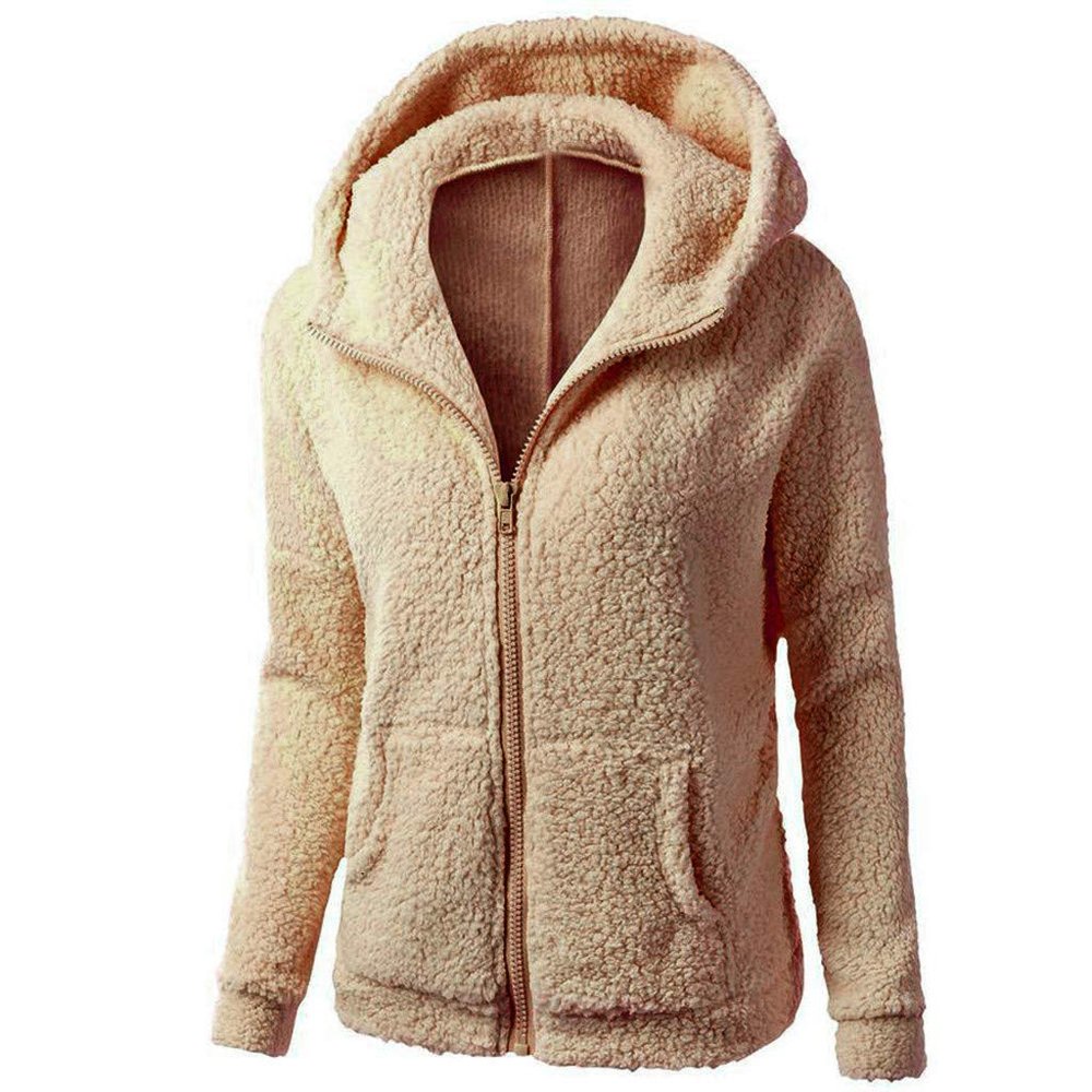 Women's Fuzzy Fleece Jackets Zip Up Hoodies Lapel Open Front Cardigan Coat Faux Fur Warm 2023 Winter Outwear Jackets