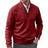 GOKKILRW Mens Sweaters 1/4 Zip Up Casual Turtleneck Pullover Polo Sweaters Quarter Zip Lightweight Turtleneck Fleece Sweatshirts Fall Winter Comfort Mock Neck Golf Running Sweatshirts Red view 1