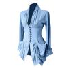 Women Gothic Clothes Tunic Tops Long Sleeve Vintage Jacket Lace Button Irregular Ruched Tailcoat Open Front Outwear view 1