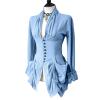 Women Gothic Clothes Tunic Tops Long Sleeve Vintage Jacket Lace Button Irregular Ruched Tailcoat Open Front Outwear view 3