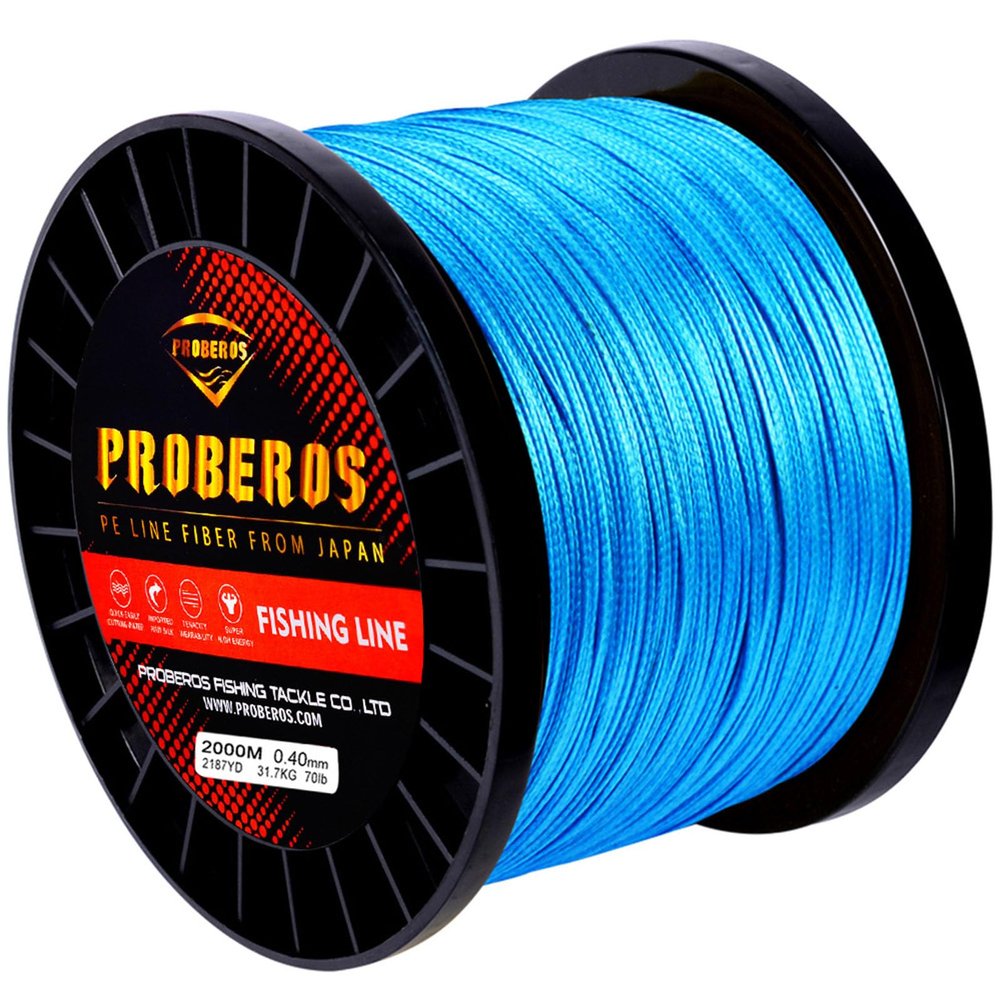 16 Strand PE Braided Fishing Line, 2000M(2187Yards), 40-300LB, Abrasion Resistant Superline, Thin Diameter, Zero Stretch,Blue,300LB/1.0mm