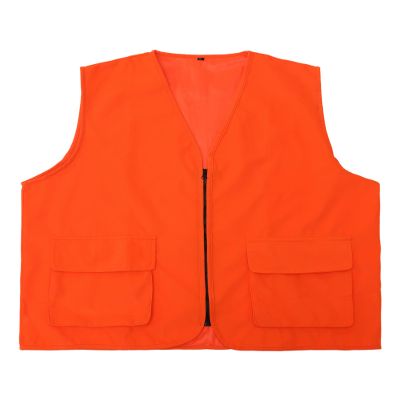 moroinriz Men's Orange Hunting Vest - Quiet Shell Fabric and Waterproof Lining- Zipper - Two Front Pockets (Available in L and XL)