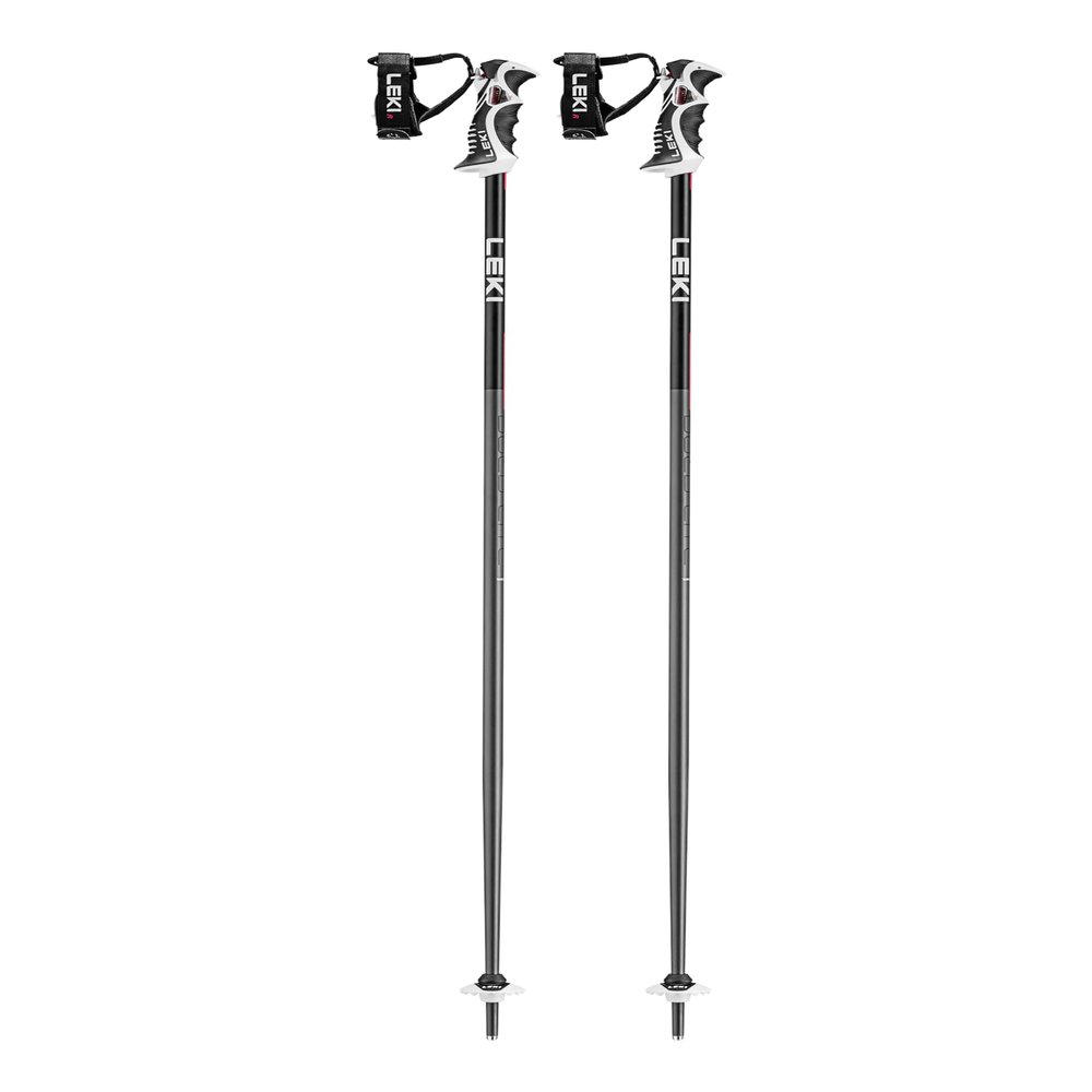 LEKI Bold Lite S Lightweight Aluminum Ski Poles for Alpine Skiing - Dark Anthracite-Black-Bright Red - 120 cm