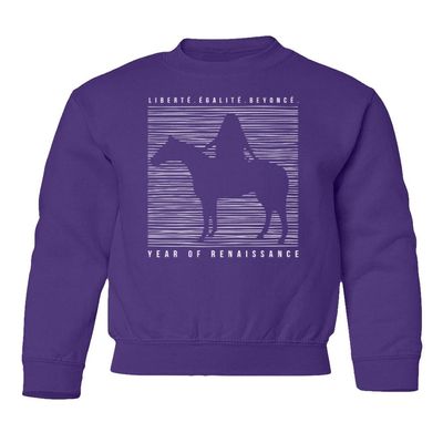 superhotapparel Liberte Egalite Singer Year Of Renaissance Beyonce Youth Crewneck Sweatshirt (Purple, Youth X-Large)