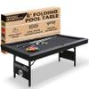 SereneLife 6-Ft Folding Pool Table - Portable Billiard Table - Includes 2X Cue Sticks, Full Set of Balls, Chalk, Brush - Foldable Pool Table for Kids and Adults (Black) view 1