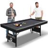SereneLife 6-Ft Folding Pool Table - Portable Billiard Table - Includes 2X Cue Sticks, Full Set of Balls, Chalk, Brush - Foldable Pool Table for Kids and Adults (Black) view 2