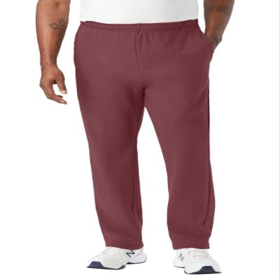 KingSize Men's Big & Tall Fleece Open-Bottom Sweatpants - 7XL, Oxblood