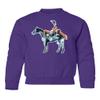 superhotapparel Silver Glitter Horse Cowgirl Renaissance Beyonce Youth Crewneck Sweatshirt (Purple, Youth Medium) view 1
