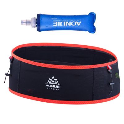 Running Hydration Belt with 250ml Soft Flask, Quick Drying Running Belt for CyclingHikingMarathon (black red,S/M)