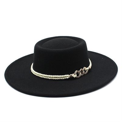 NOAMED 8.5cm Large Brim Ring Type Concave Flat Top Woolen Hat for Men and Women, Fashionable Flat Top Woolen Hat Fengyan Cowboy Hats (Color : C8, Size : 56-58cm)