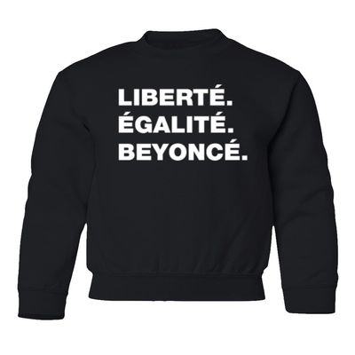 superhotapparel Music World Tour Renaissance Liberte Egalite Beyonce Youth Crewneck Sweatshirt (Black, Youth Large)