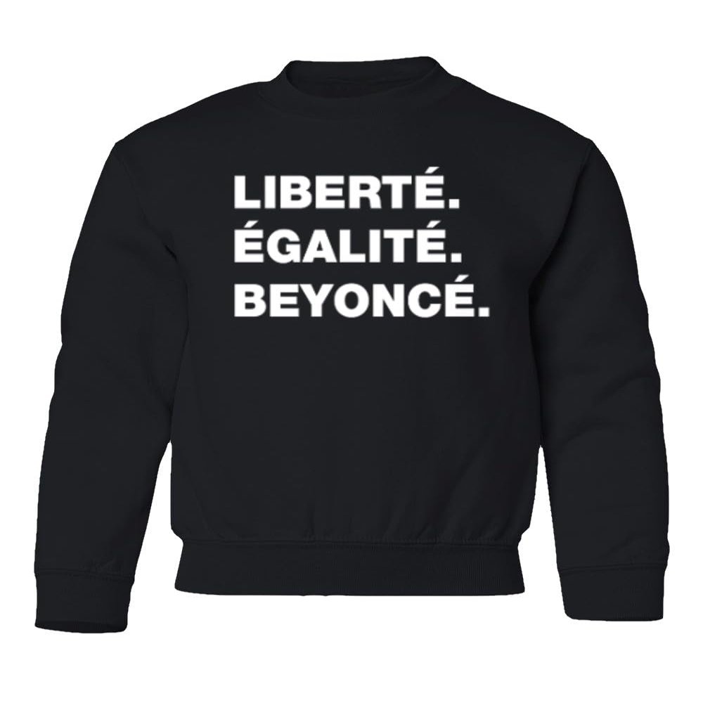 superhotapparel Music World Tour Renaissance Liberte Egalite Beyonce Youth Crewneck Sweatshirt (Black, Youth Large)