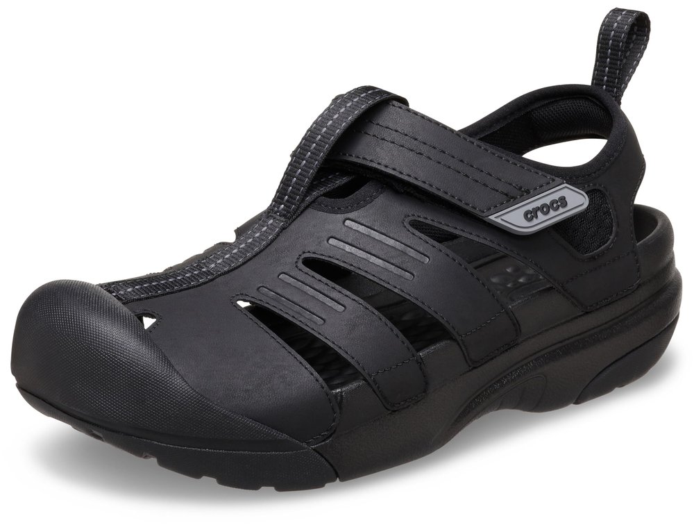 Crocs Men's Yukon Fisherman Sandal, Black, 12